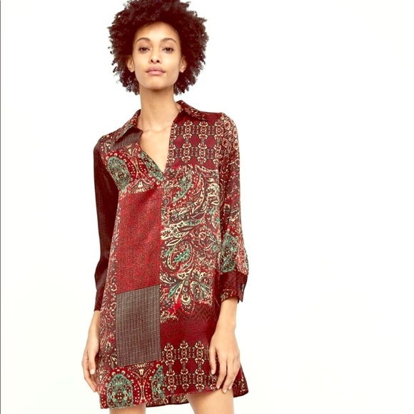 patchwork print dress zara